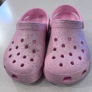 Pink glitter Crocs
